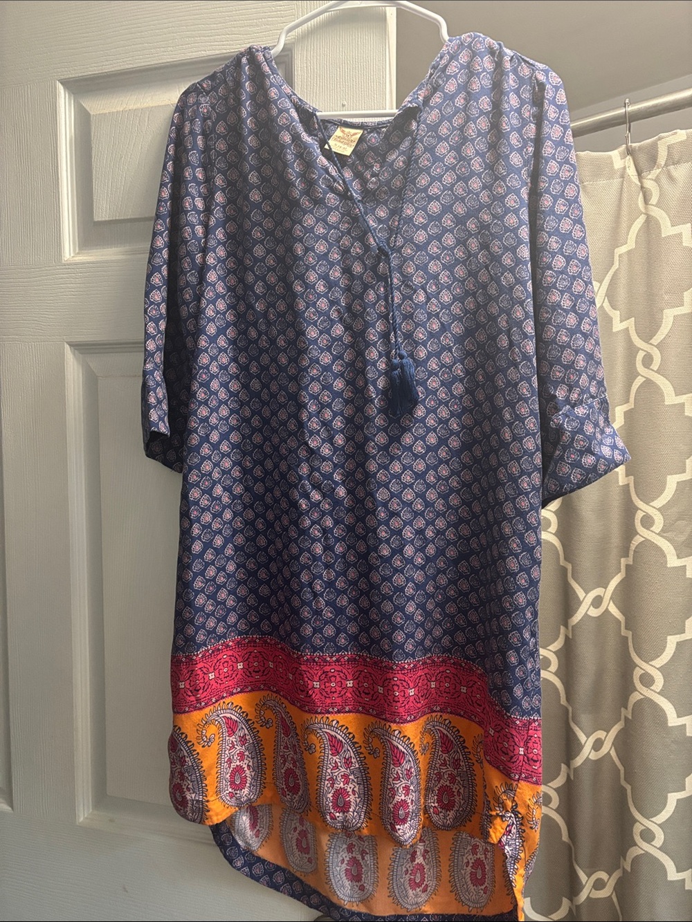 Navy Blue Paisley Border coverup
